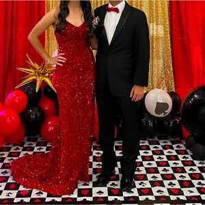 Elegant Red Sequin Gown